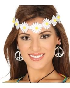 Bandeau cheveux fleurs blanches hippie