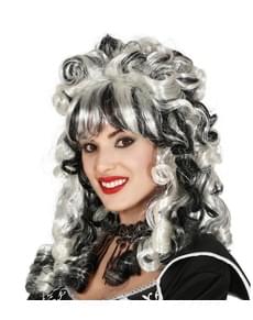 Rambut palsu baroque hitam dan kerinting putih untuk wanita