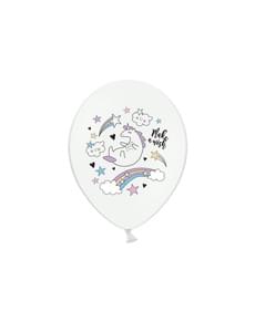 6 Luftballons aus Latex Einhorn (30 cm) - Unicorn Collection