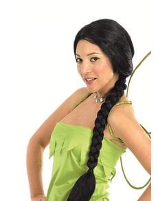 Peluca con trenza negra