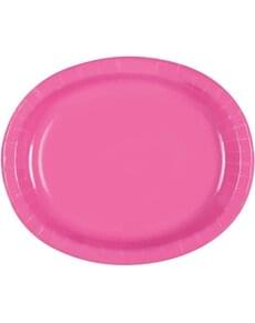 Ovale Teller Set rosa 8-teilig - Basic-Farben Kollektion