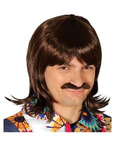 Peruk och mustasch kastanj vuxen