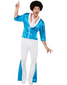 Fato anos 70 disco branco para homem