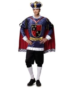Costum de rege medieval albastru pentru bărbat