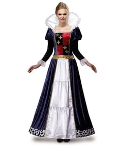 Blå Middelaldersk Dronning Kostyme Dame