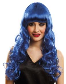 Lange blaue Perücke für Damen