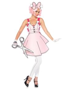 Déguisement adorable poupée de papier femme