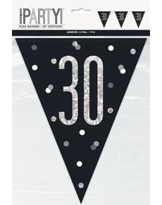 Svart “30” Vimpler - Black & Silver Glitz