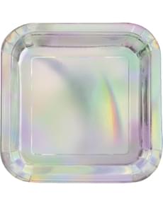 8 Small Iridescent Plates (18 cm)
