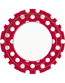 8 tanjira crvene sa belim tačkama (23 cm) - Osnovne boje