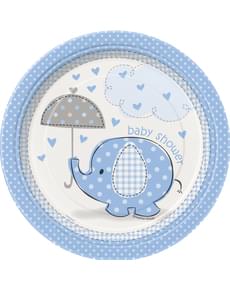 8 petites assiettes bleues