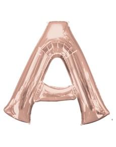Letter A folieballon in roségoud (86 cm)