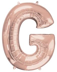 Folieballong bokstav G roséguldfärgad (81cm)