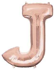Balão de foil letra J rosa dourado (83cm)