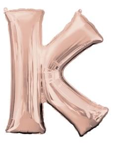Palloncino foil lettera K oro rosa (83 cm)