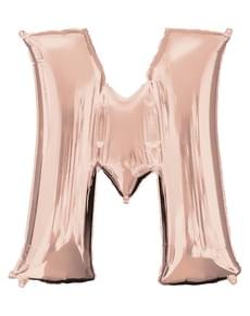 Ballon aluminium lettre M doré rose (83 cm)