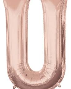 Rozā zelta Folija burts U (83cm)