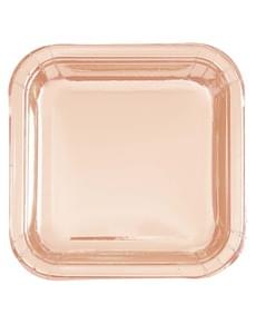 8 petites assiettes rose gold  (18 cm) - Gamme couleur unie