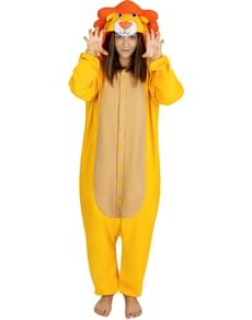 Fato de leão onesie para adulto