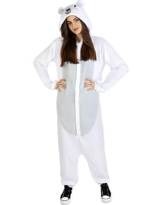 Onesie ijsbeer kostuum voor volwassenen