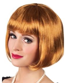 Peluca rubia miel media melena con flequillo para mujer