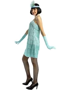 1920s Flapper kostuum in blauw