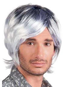 Peluca de anciano músico de los 70 para hombre