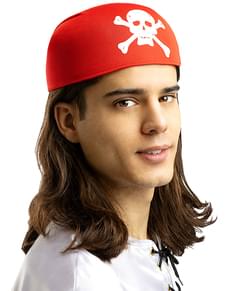 Lenço vermelho com caveiras