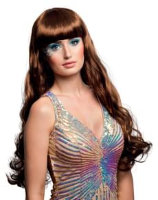 여자의 매력적인 갈색 인어 가발