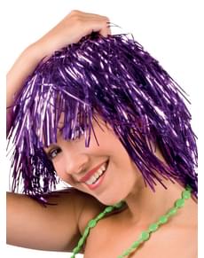 Peruca roxa brilhante festiva para adulto