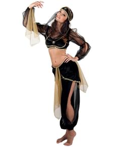 Disfarce de dança do ventre preto para mulher