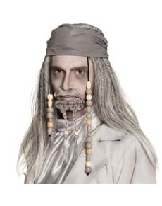 Peruca de pirata fantasma cinzenta para adulto