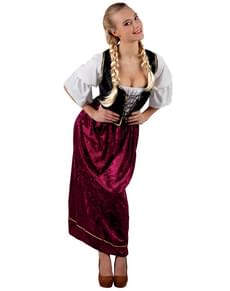 Wirtin Kostüm granatrot für Damen