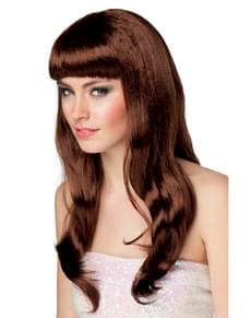 Peluca castaña larga para mujer
