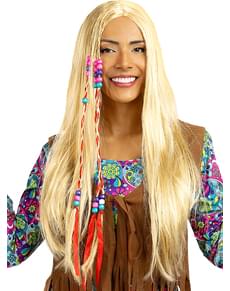 long blonde hippie wig