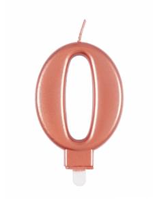 Vela de cumpleaños oro rosa número 0
