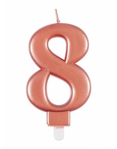 Vela de cumpleaños oro rosa número 8