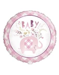 Elefanten Baby Shower Folienballon rosa (46 cm) - Pink Floral Elephant