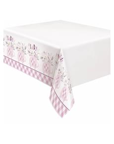 Față de masă pentru babyshower cu elefant roz - Pink Floral Elephant