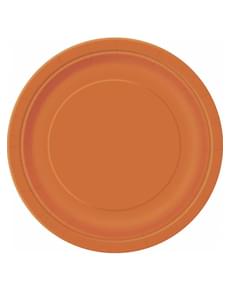 8 Små Orange Tallerkener (18 cm) - Basale Farver Linje