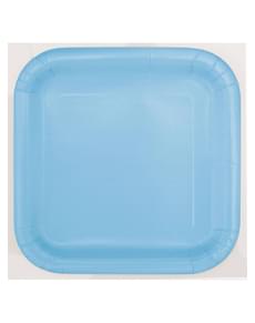 14 platos cuadrados azul cielo (23 cm) - Línea Colores Básicos