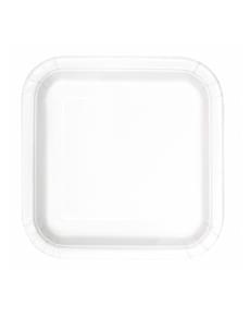14 platos cuadrados blancos (23 cm) - Línea Colores Básicos