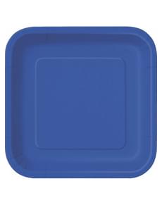 14 platos cuadrados azul oscuro (23 cm) - Línea Colores Básicos