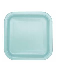 14 platos cuadrados verde menta (23 cm) - Línea Colores Básicos