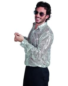Camisa disco prateada para homem