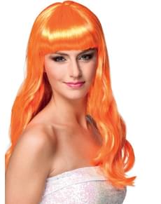 Parrucca con frangia arancione per donna