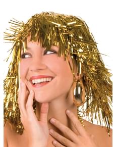Peruca dourada brilhante festiva para adulto