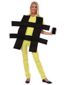 Fato de hashtag para adulto