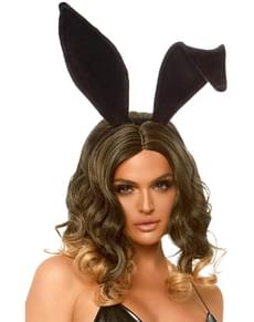 Oreilles lapin noir en velours