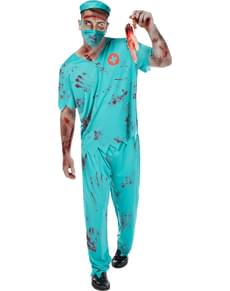Costume Médecin Zombie Homme - Ensemble Halloween Complet Avec Accessoires Sanglants